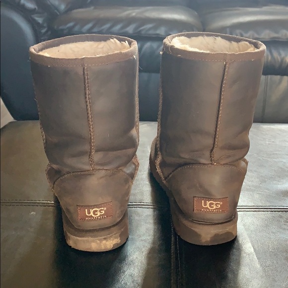 UGG Womens Classic Short BROWNSTONE Leather Boots - Picture 4 of 6
